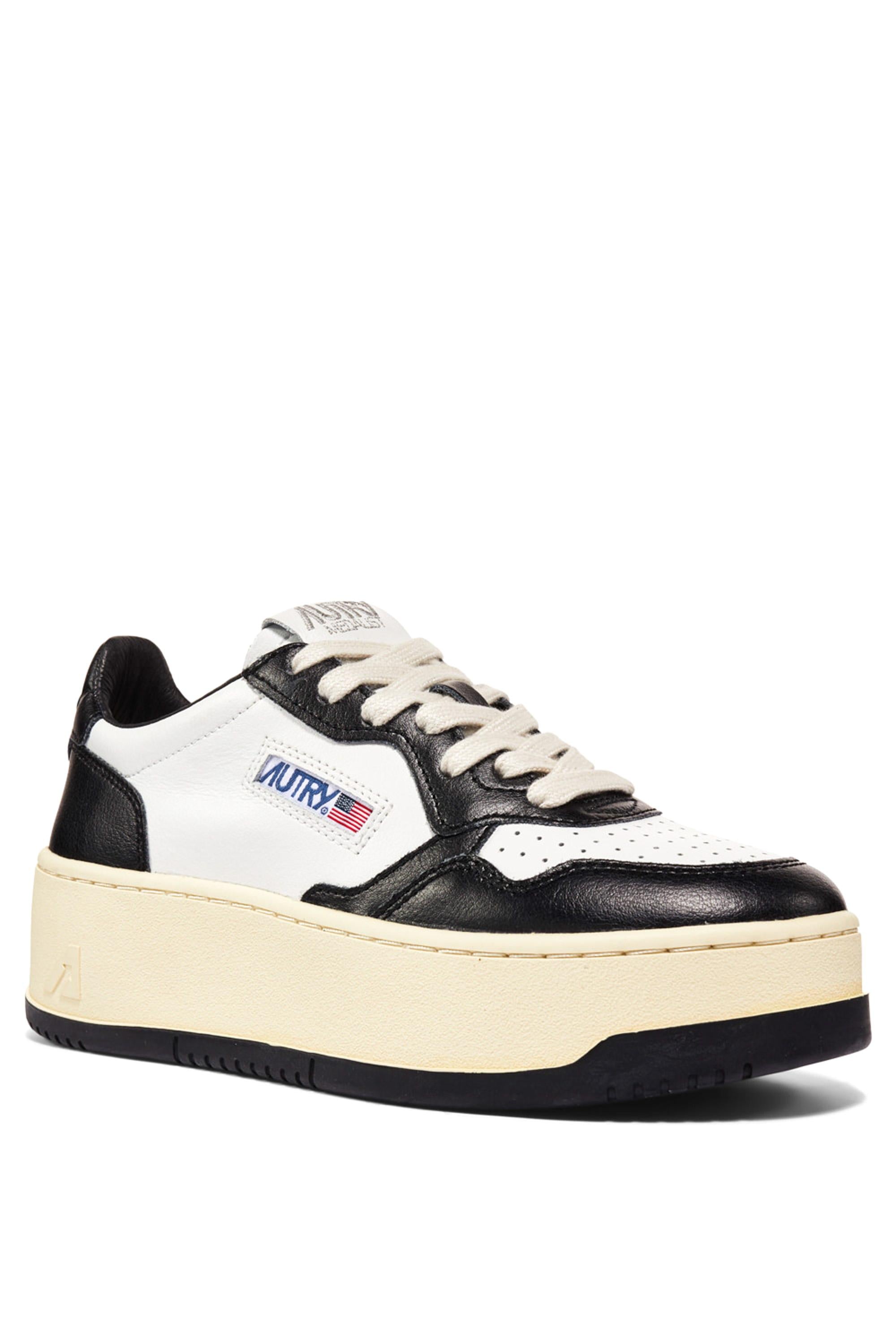 Sneaker femme medalist platform en cuir bianca e nera