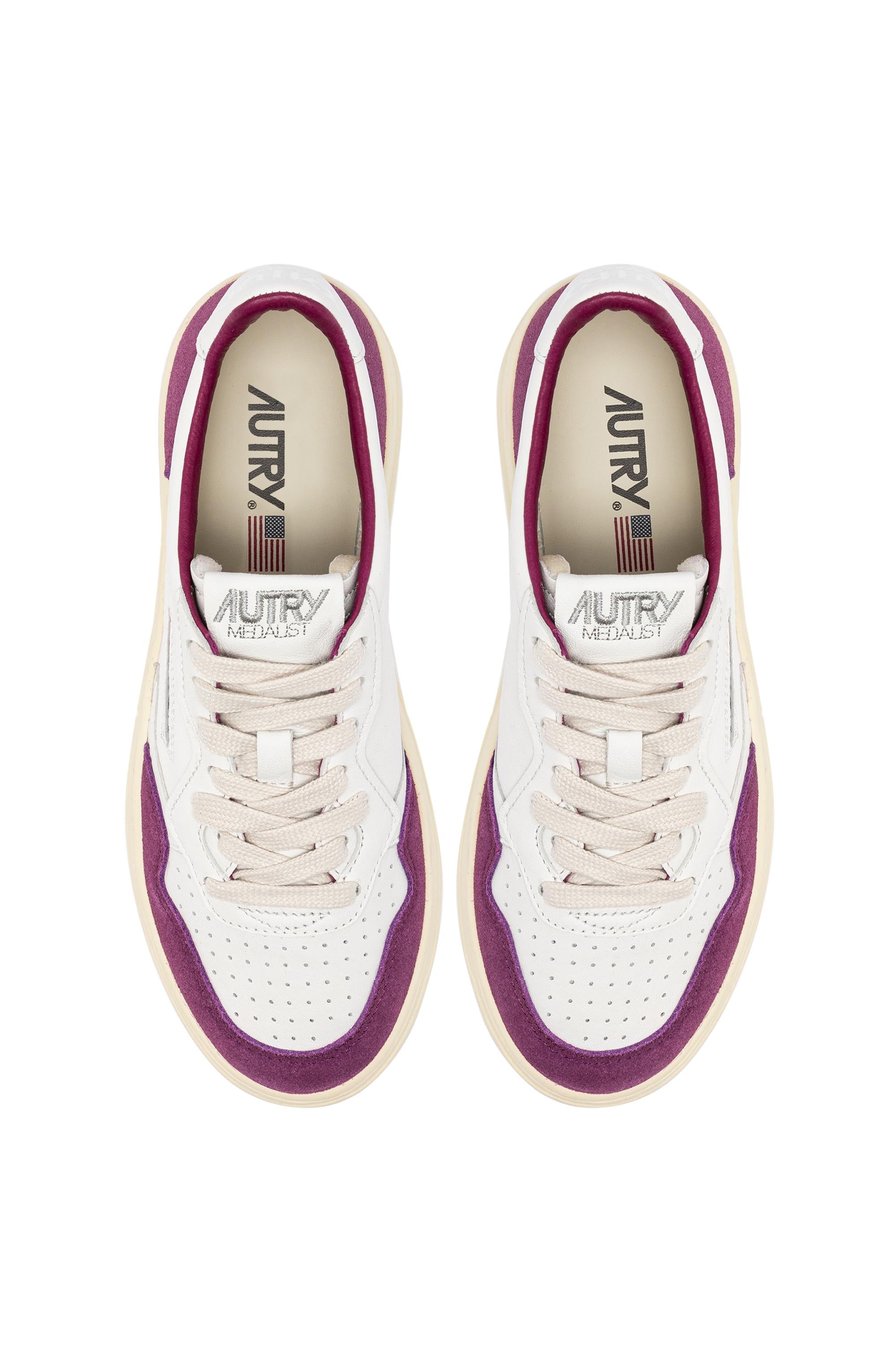 Sneaker medalist en cuir de chèvre et daim fucsia