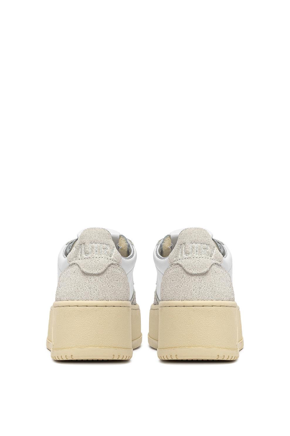 Sneaker femme platform bimatière en cuir e strass