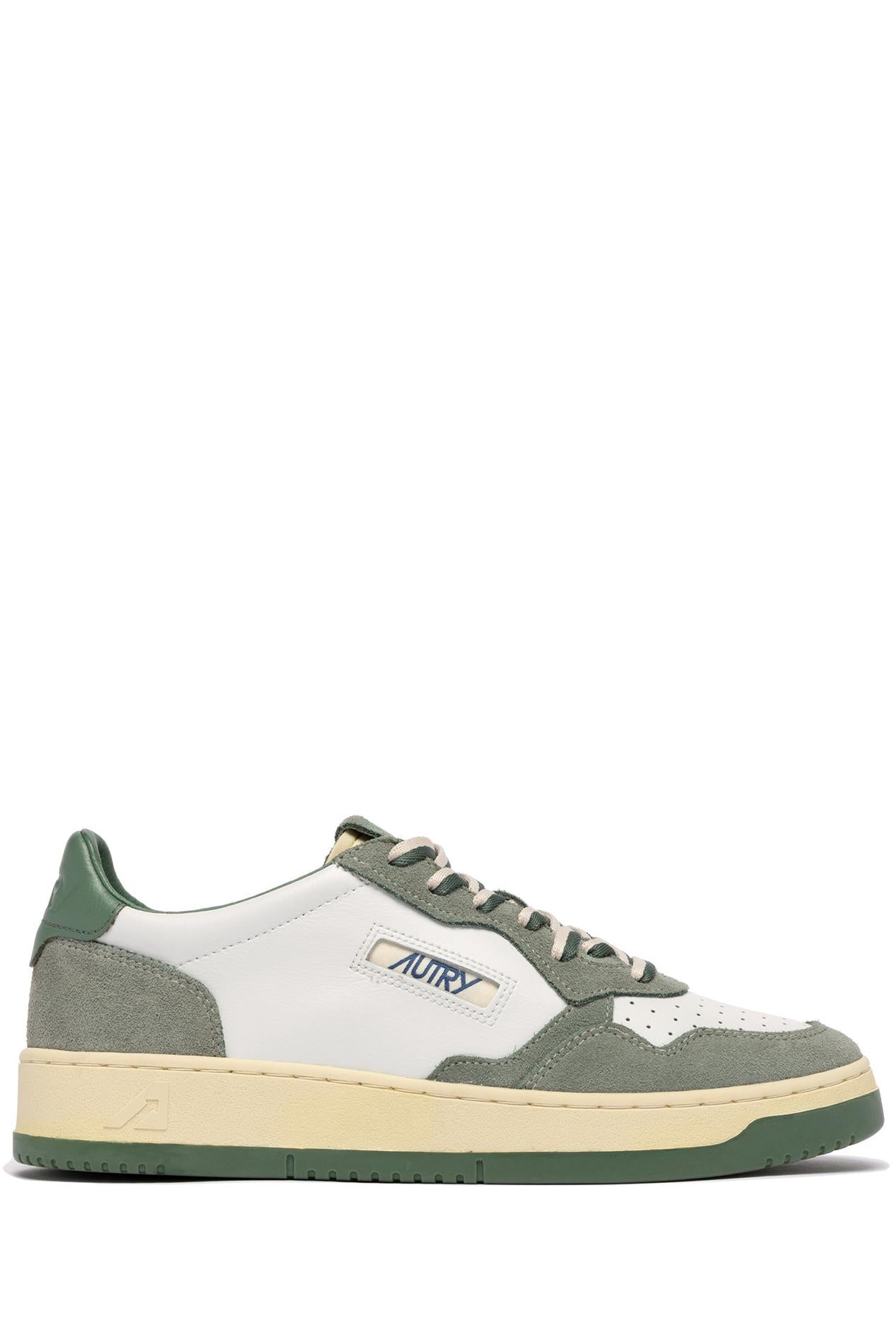 Sneaker medalist en cuir et daim lacets bicolorees