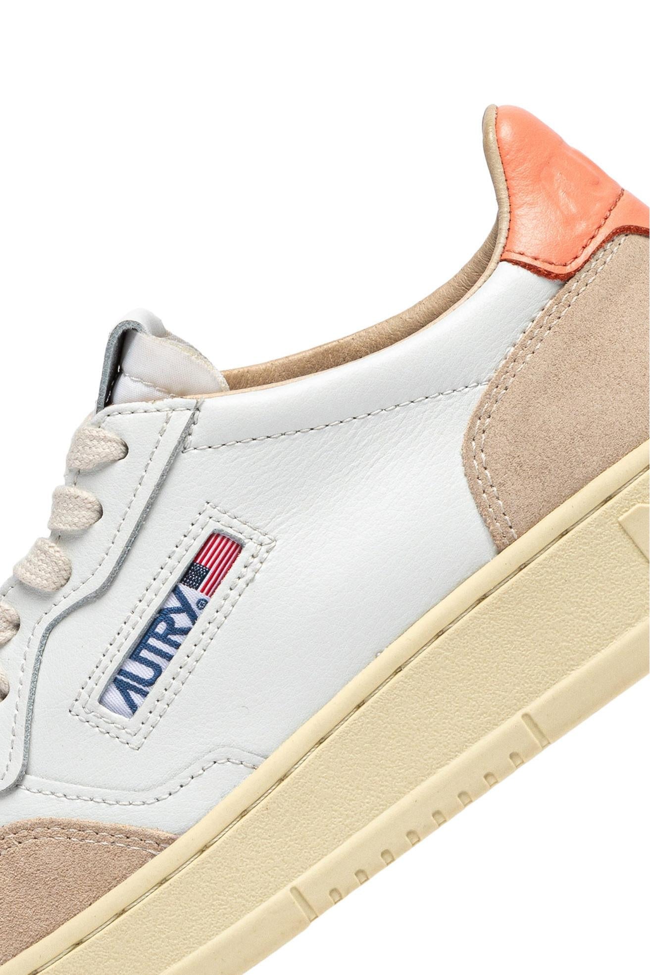 Sneaker femme medalist en cuir et daim contrefort pêche