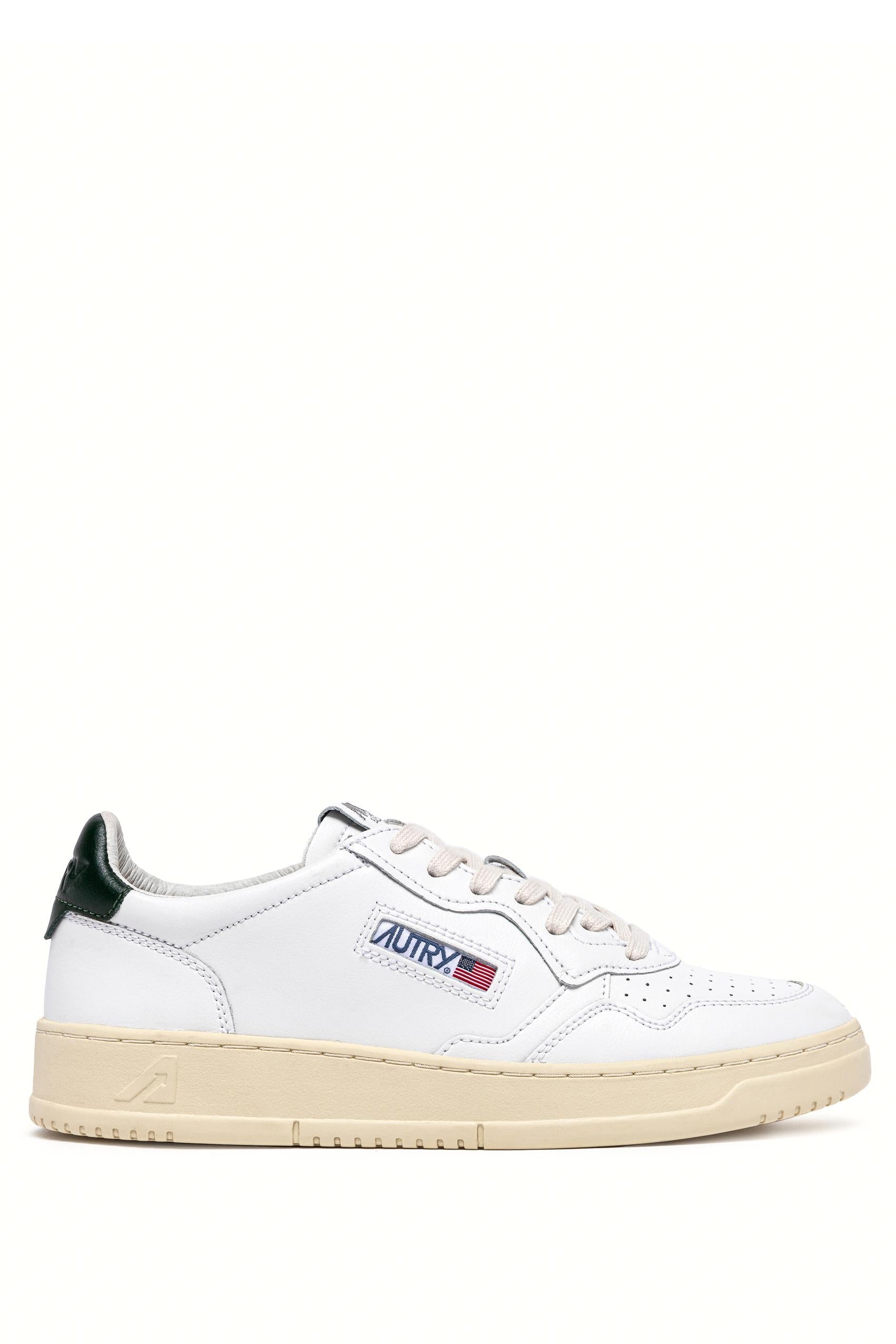 Sneaker medalist en cuir contrefort vert