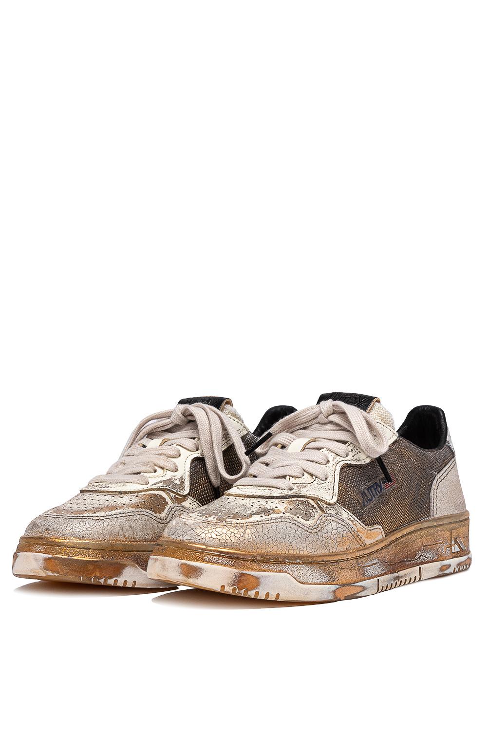 Sneaker femme supervintage en cuir et toile