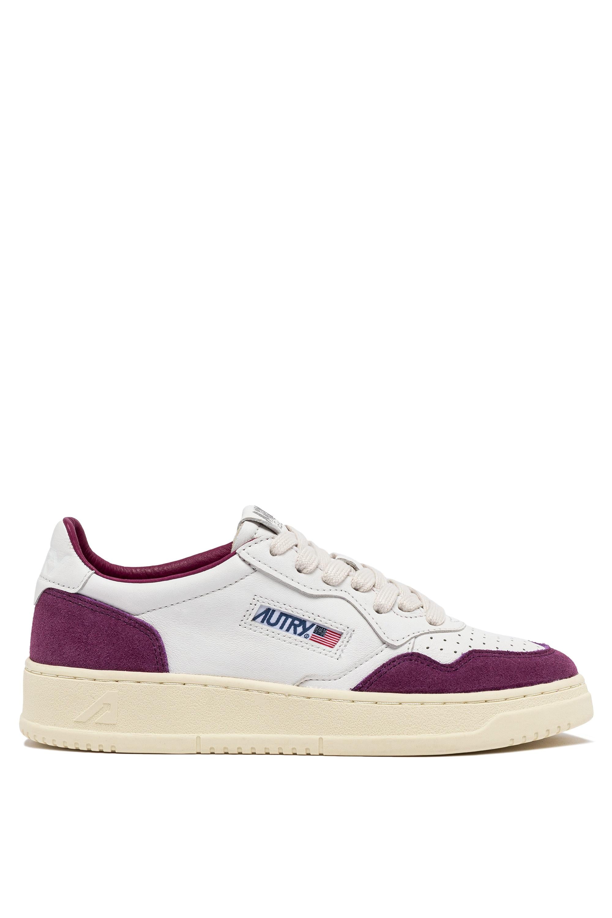 Sneaker medalist en cuir de chèvre et daim fucsia