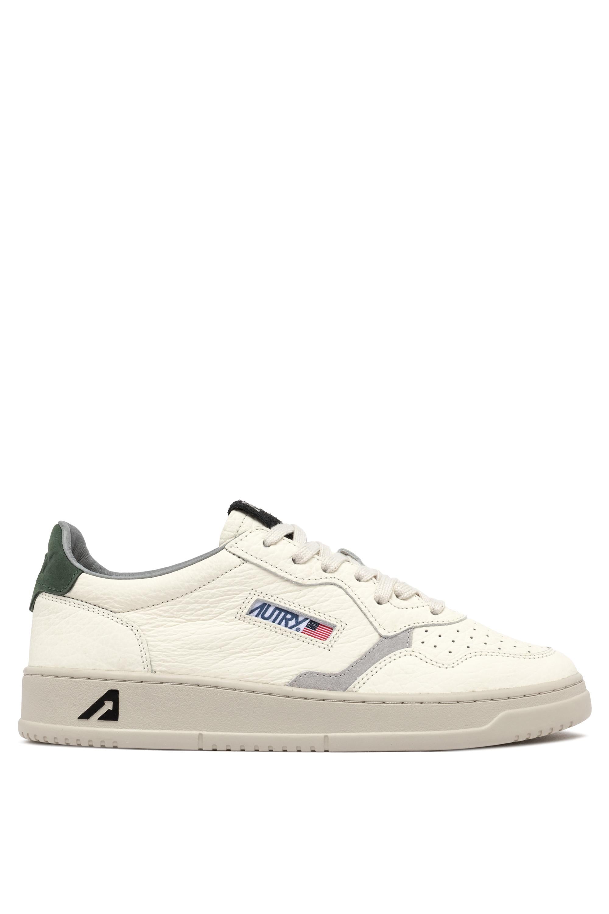 Sneaker medalist basse en cuir effet éléphant contrefort vert