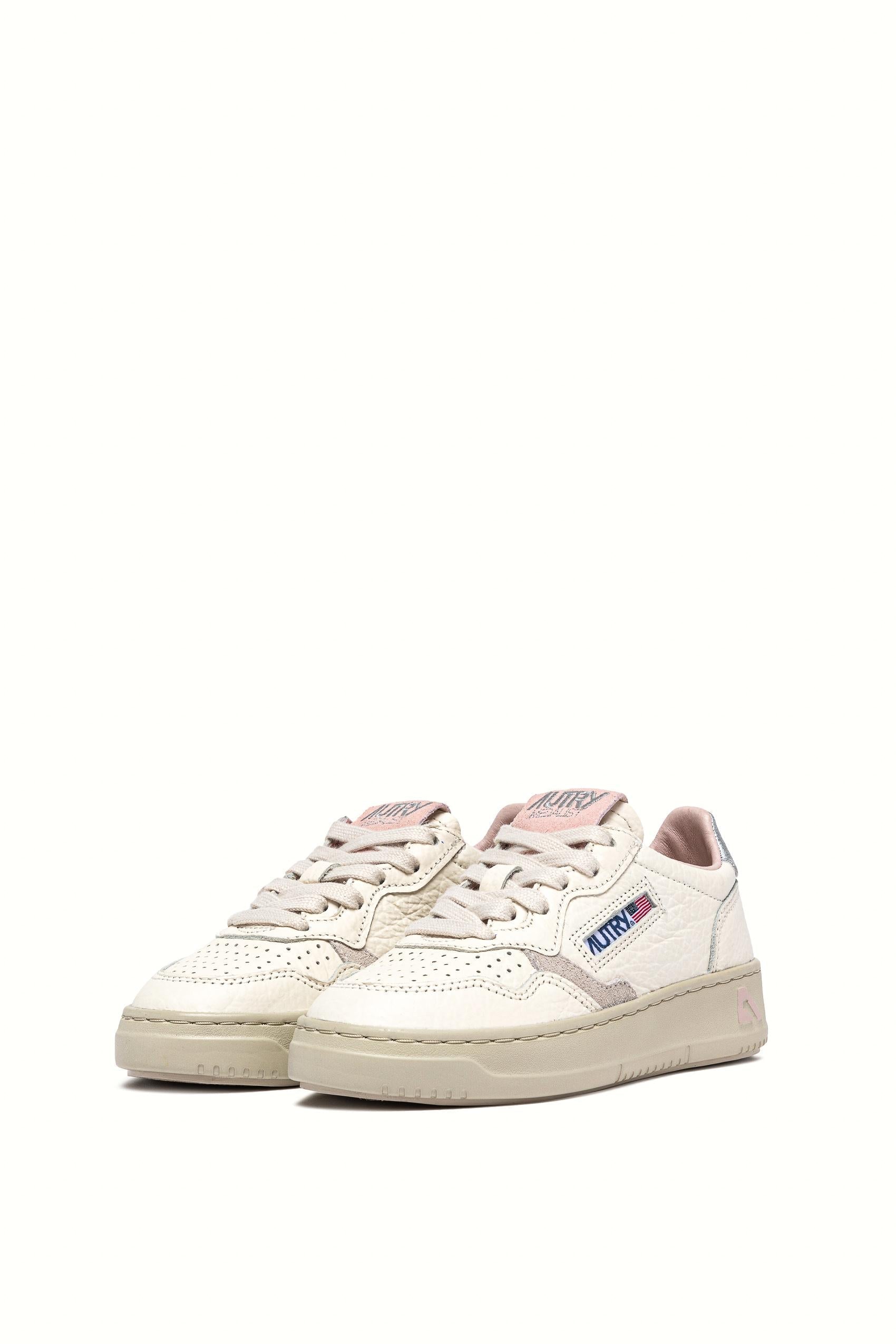 Sneaker enfant en cuir éléphant contrefort argenté