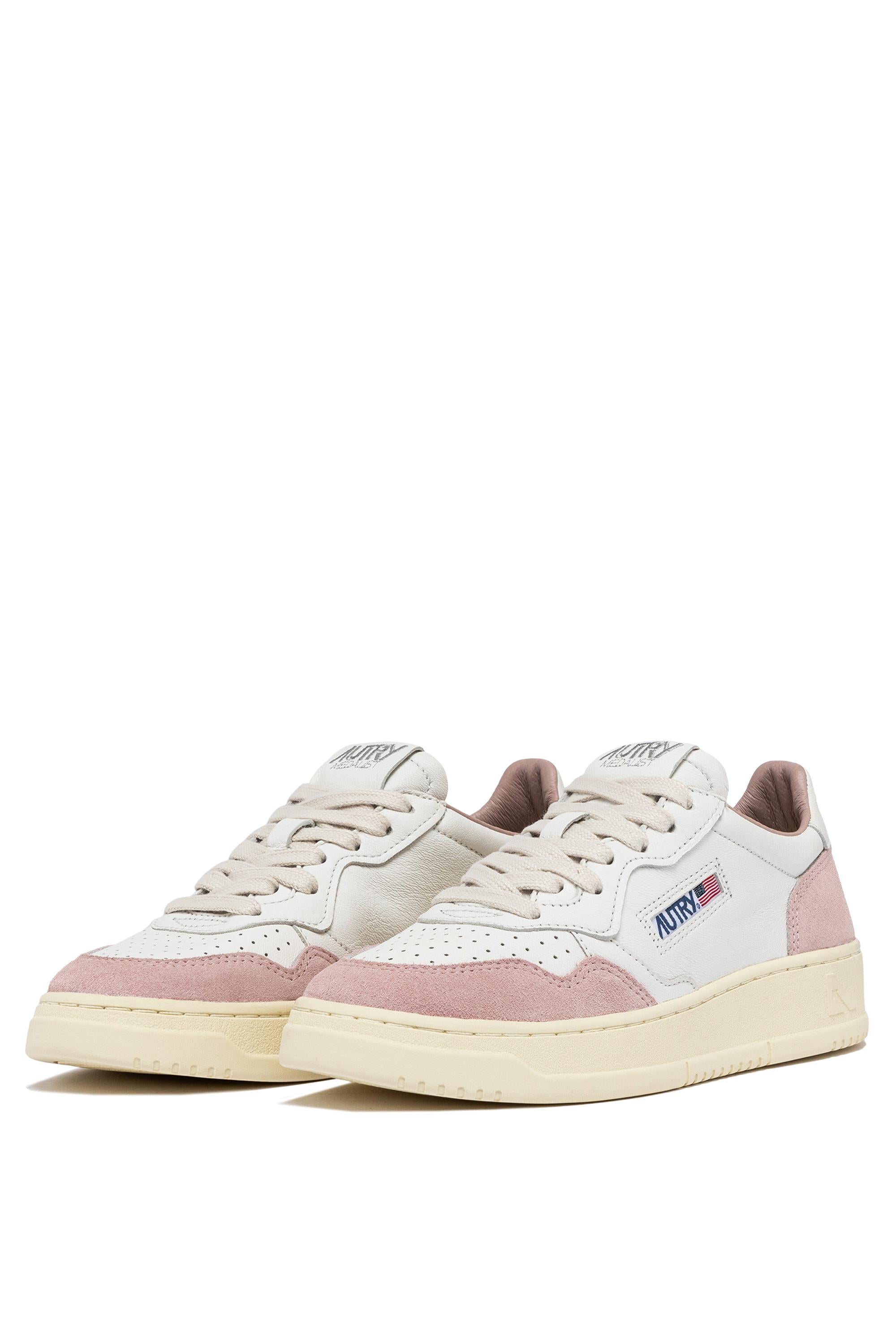 Sneaker medalist en cuir de chèvre et daim rosa