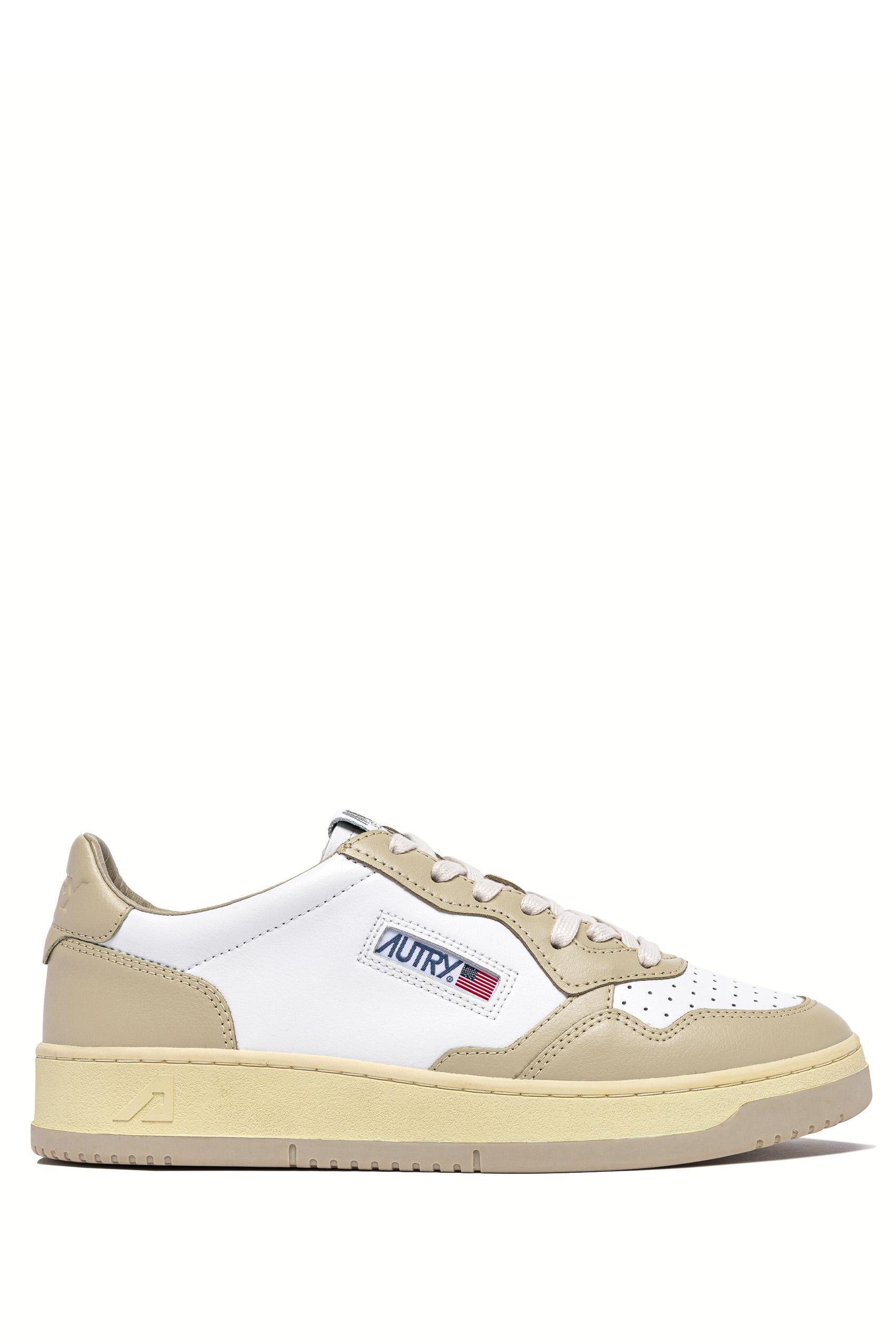 Sneaker femme bicolore en cuir