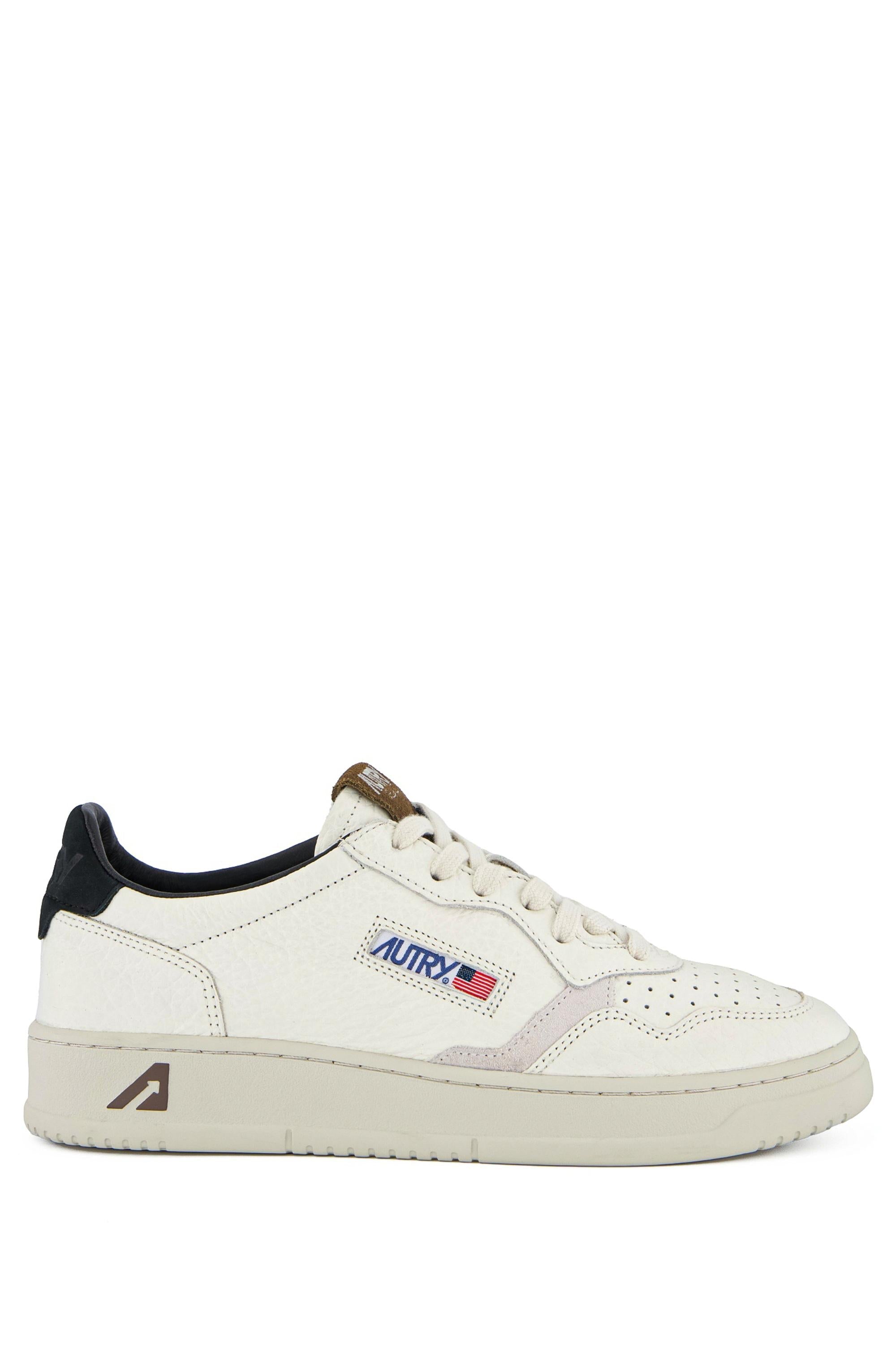 Sneaker medalist basse en cuir effet éléphant contrefort vert scuro