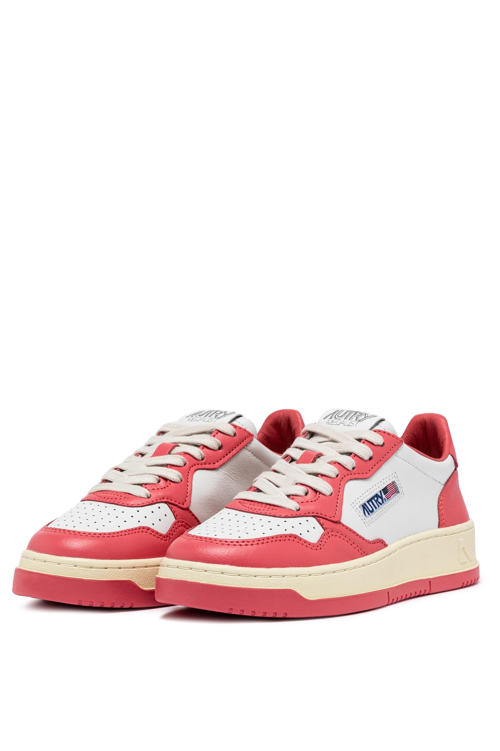 Sneaker femme medalist bicolore en cuir blanc/rose intense