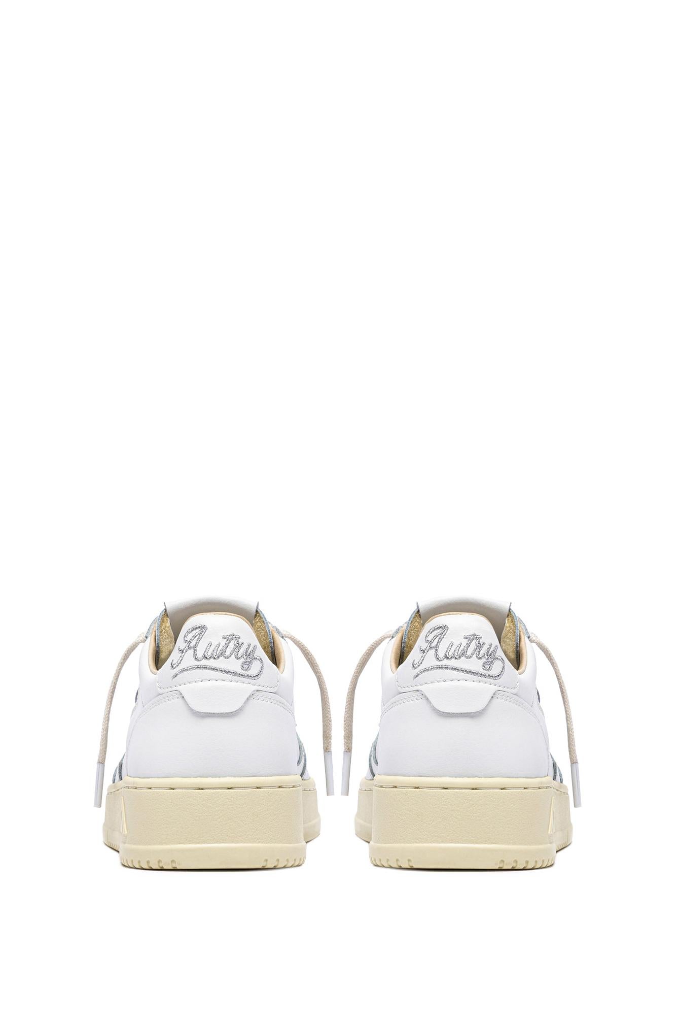 Sneaker femme medalist en cuir avec inscriptions argentées