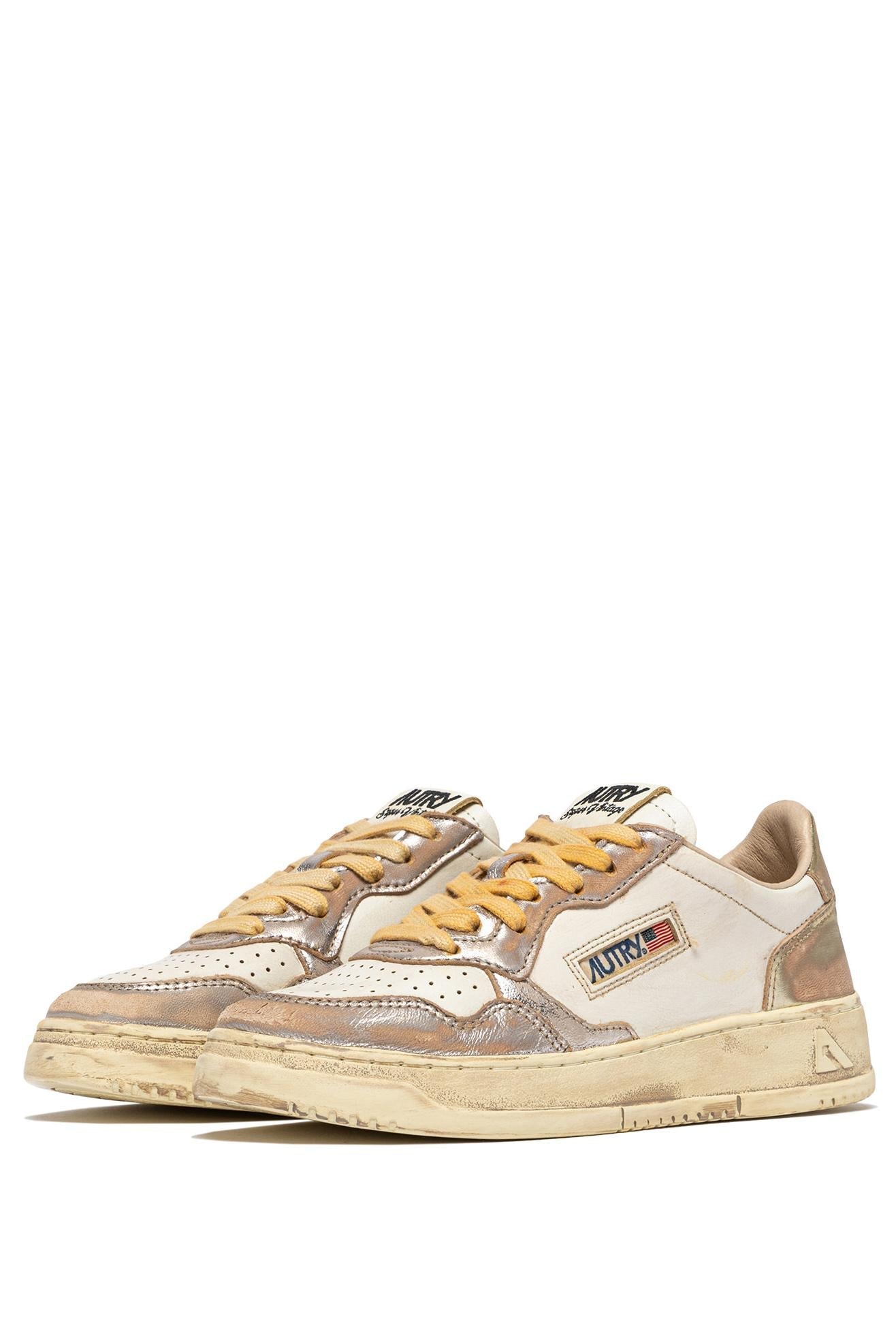 Sneaker medalist supervintage en cuir bicoloree