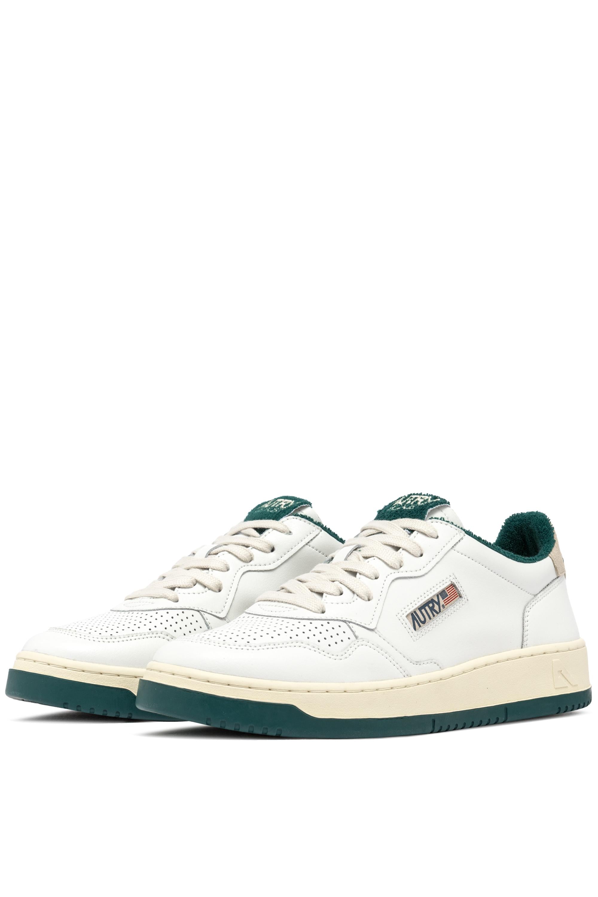 Sneaker medalist en cuir avec détails éponge vert