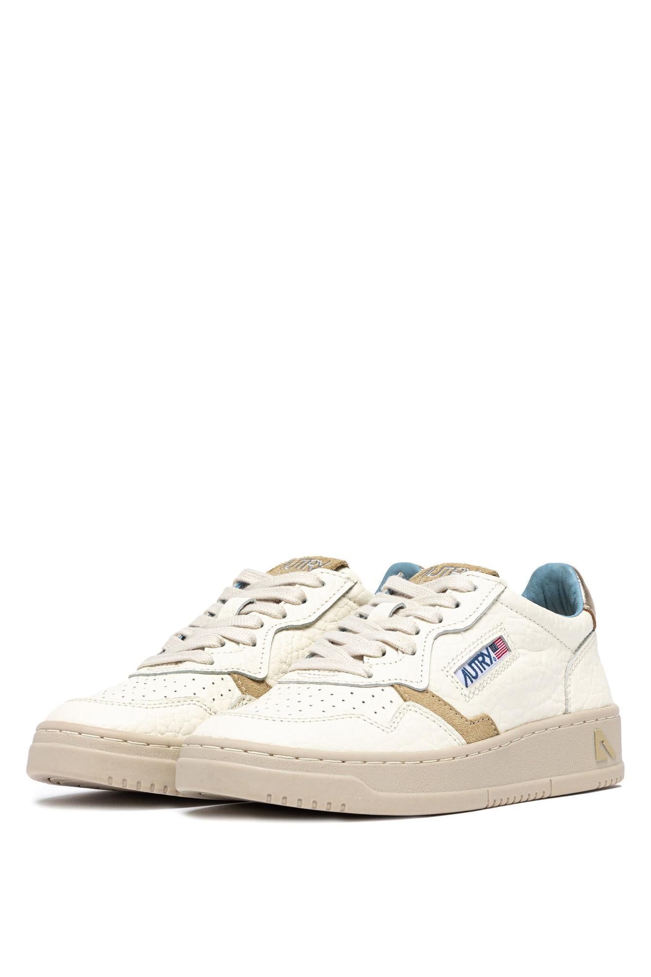 Sneaker femme medalist en cuir éléphant dettagli azzurri