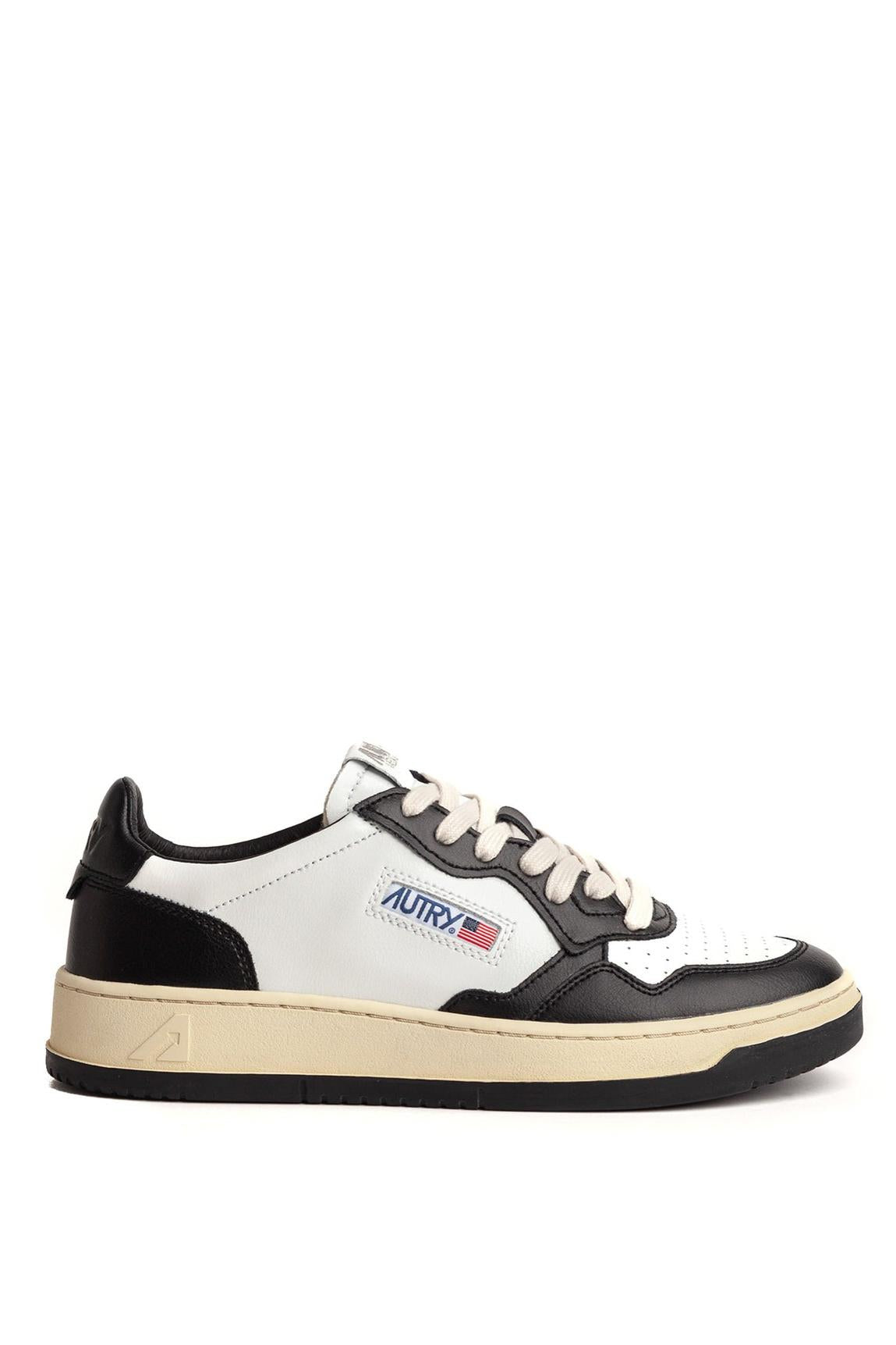 Sneaker medalist en cuir bicoloree