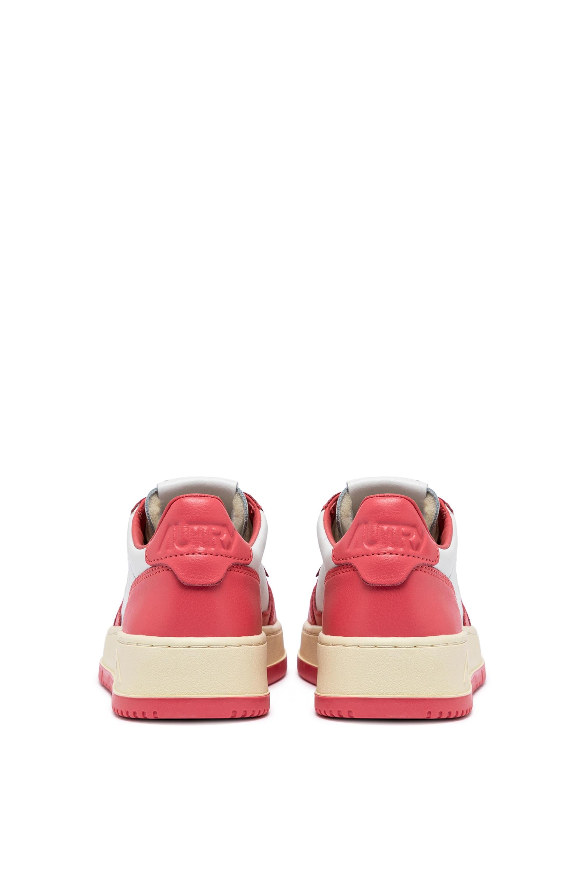 Sneaker femme medalist bicolore en cuir blanc/rose intense