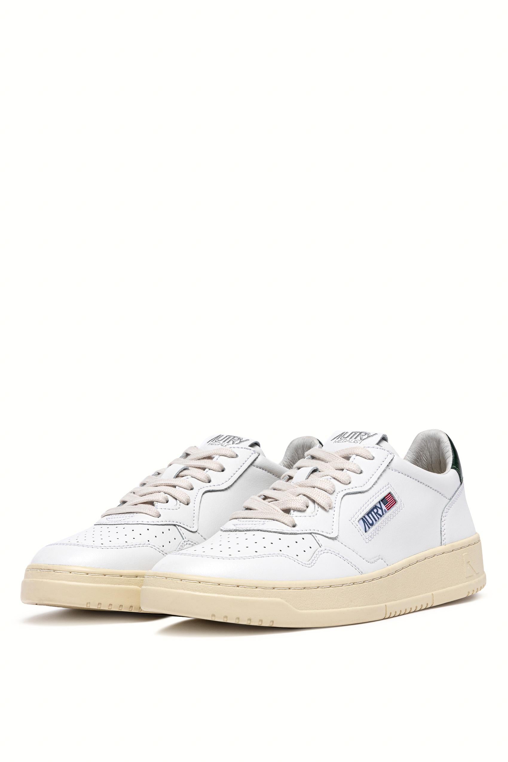 Sneaker medalist en cuir contrefort vert