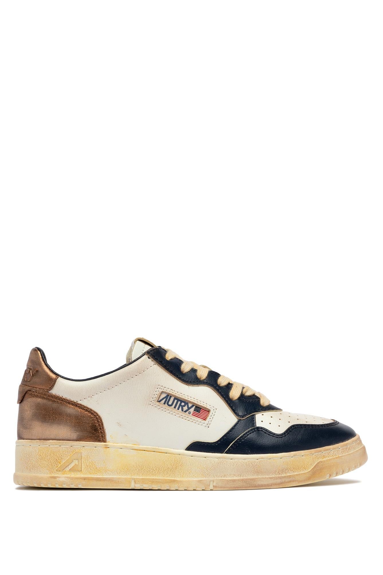 Sneaker medalist super vintage en cuir contrefort bronze