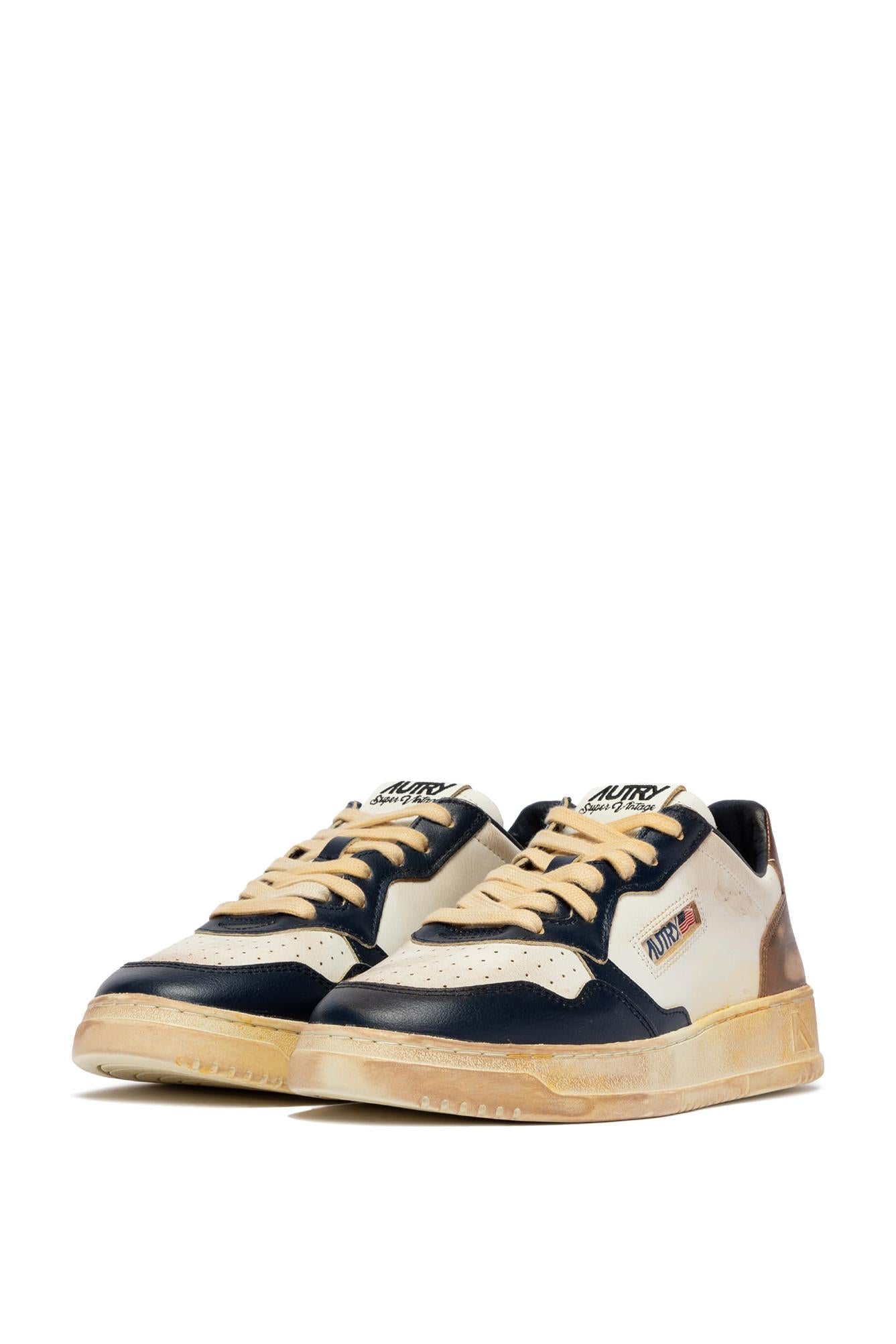 Sneaker medalist super vintage en cuir contrefort bronze