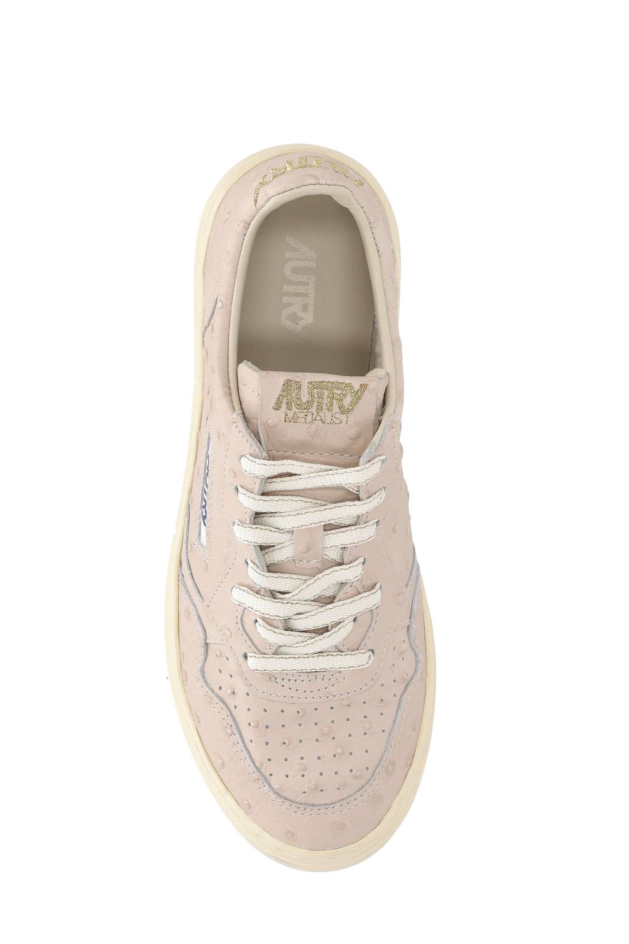 Sneaker medalist femme en cuir effet autruche