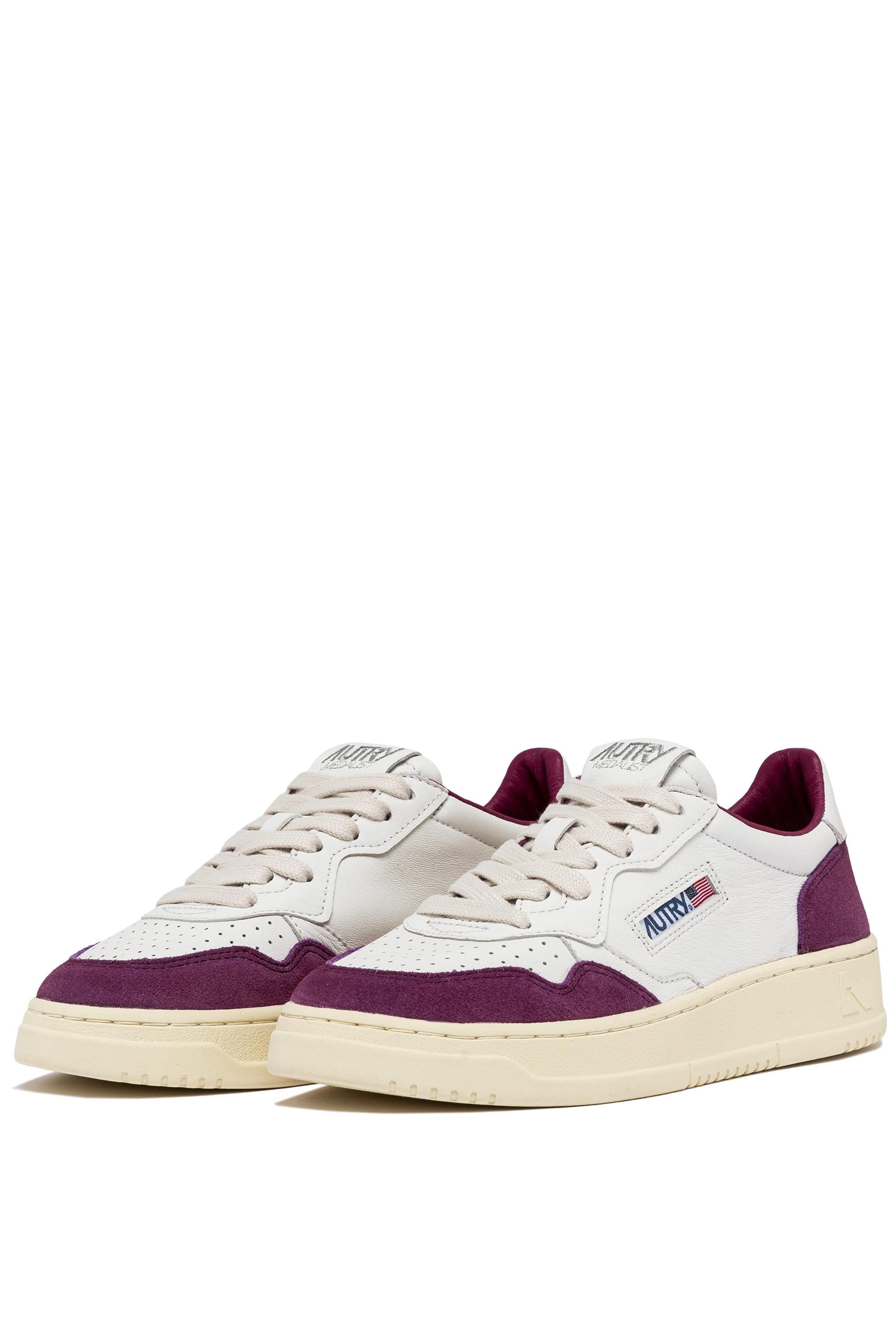 Sneaker medalist en cuir de chèvre et daim fucsia