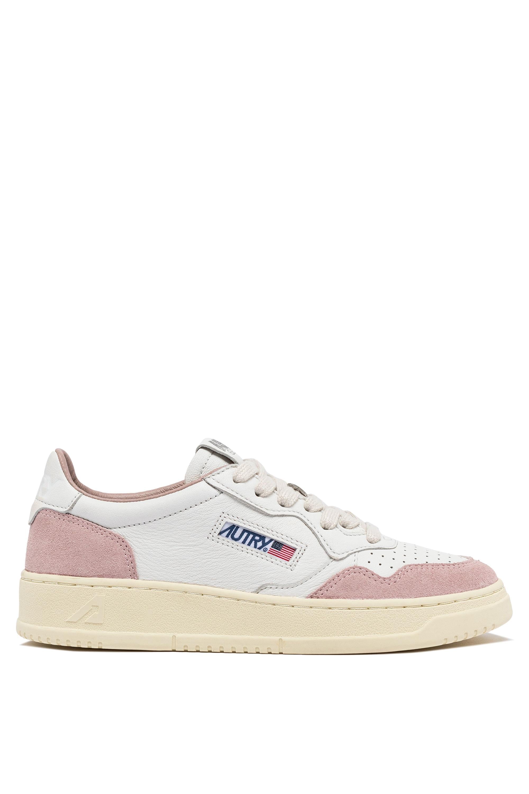 Sneaker medalist en cuir de chèvre et daim rosa