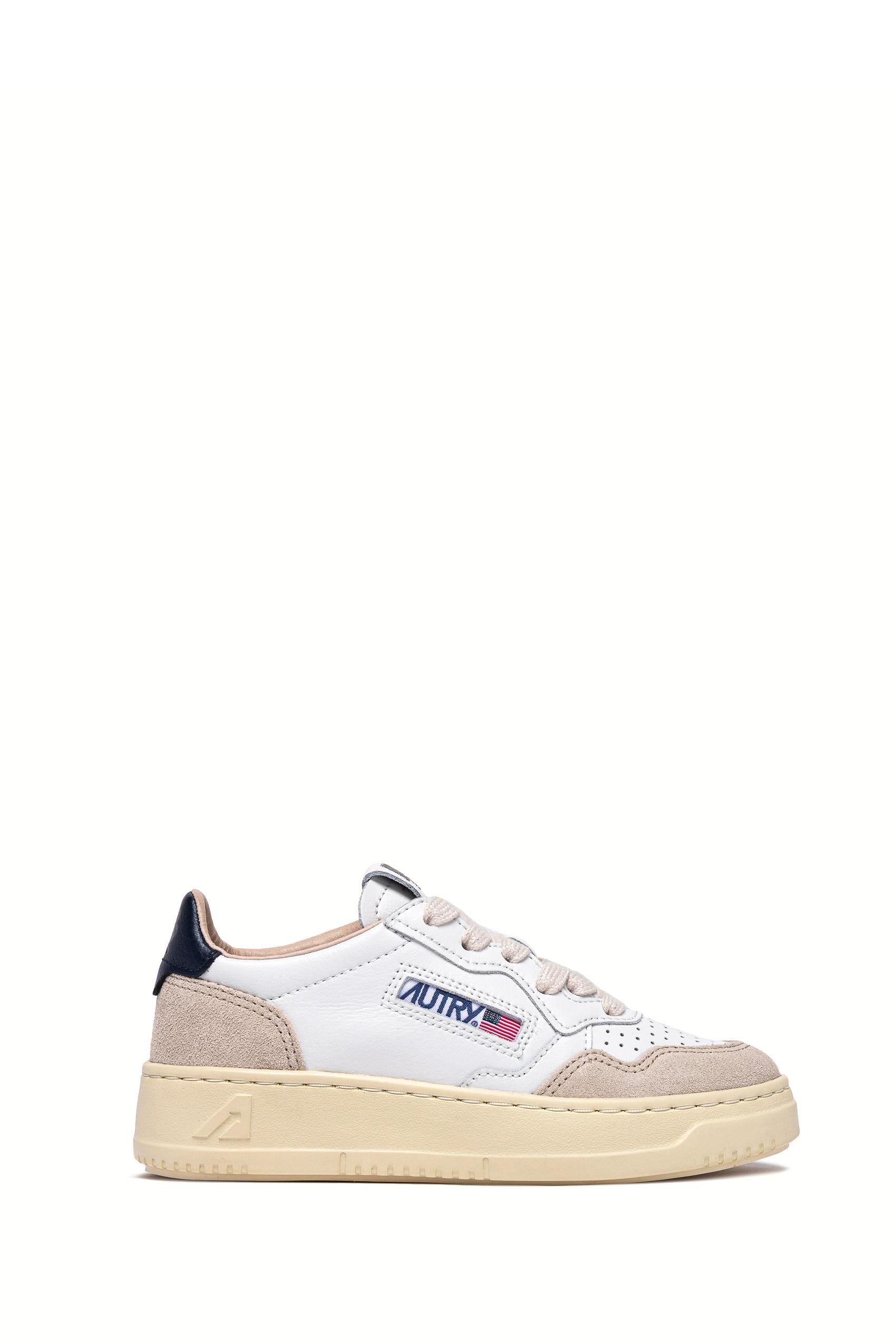 Sneaker enfant en cuir et daim talloncino blu