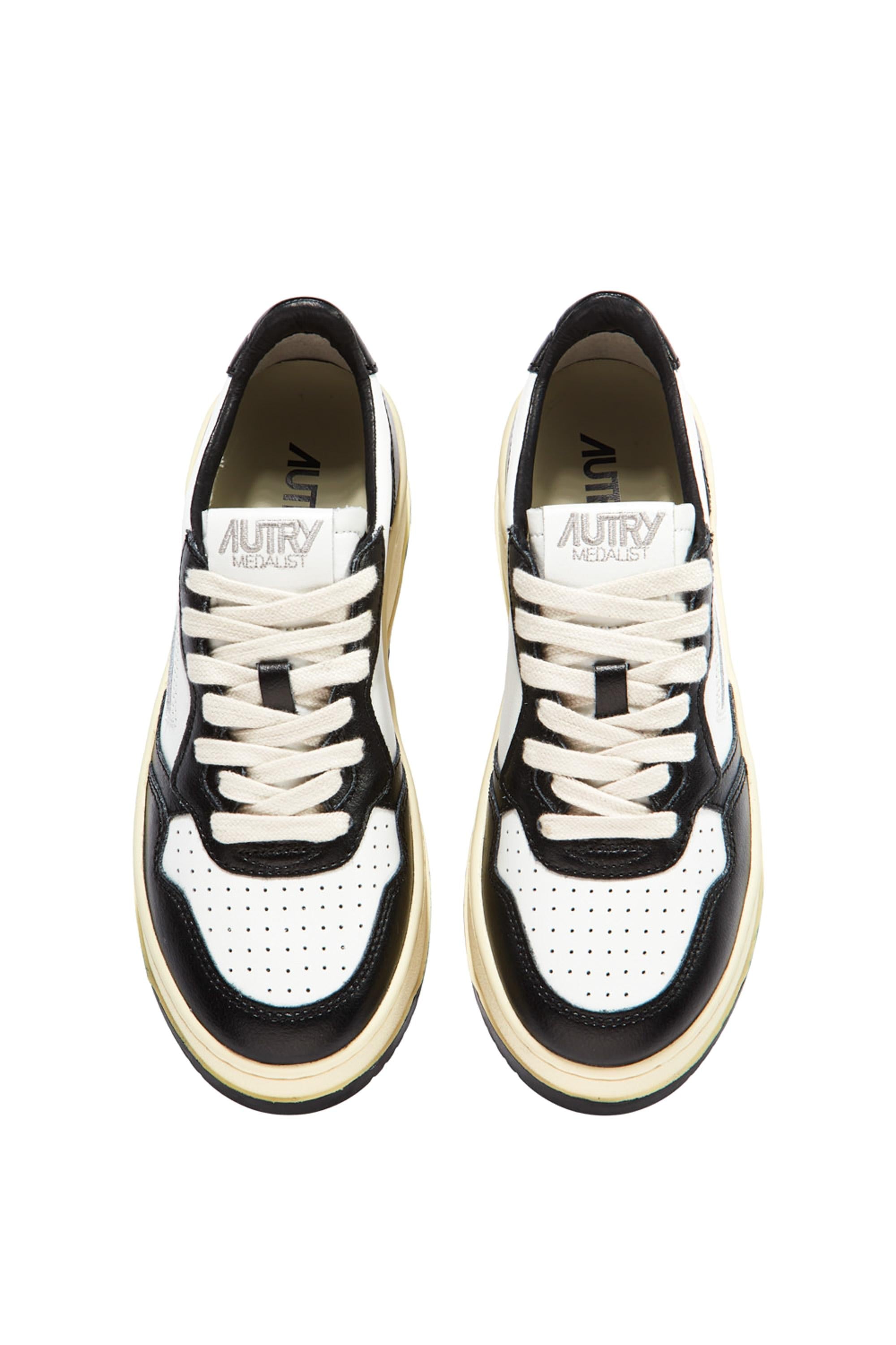 Sneaker femme medalist platform en cuir bianca e nera