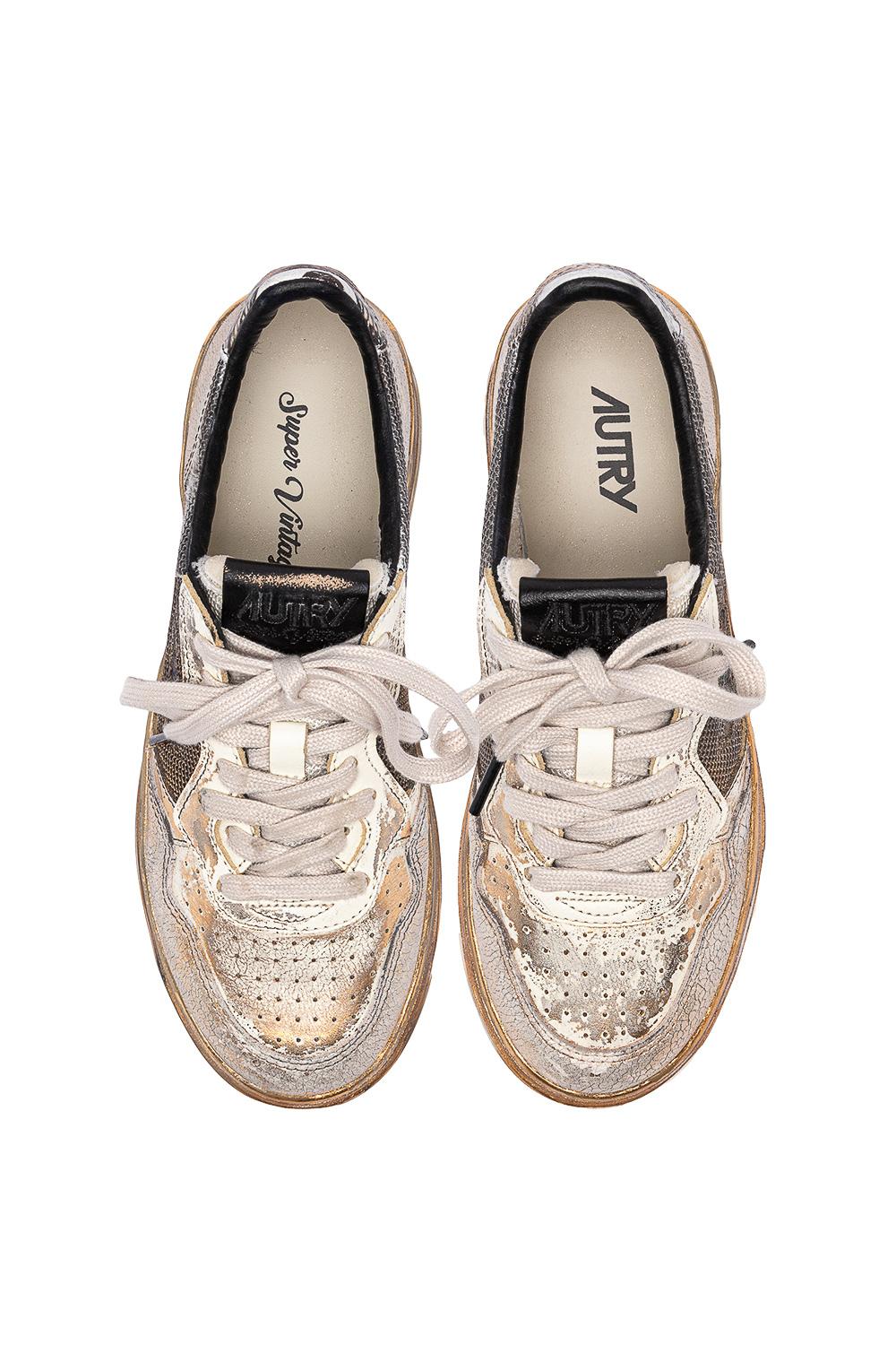 Sneaker femme supervintage en cuir et toile